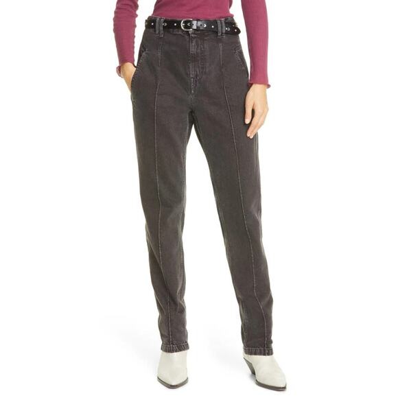 Isabel Marant Tijackom Washed Black Front-Seam Straight Leg Jeans Size 42 NWT - Picture 1 of 7